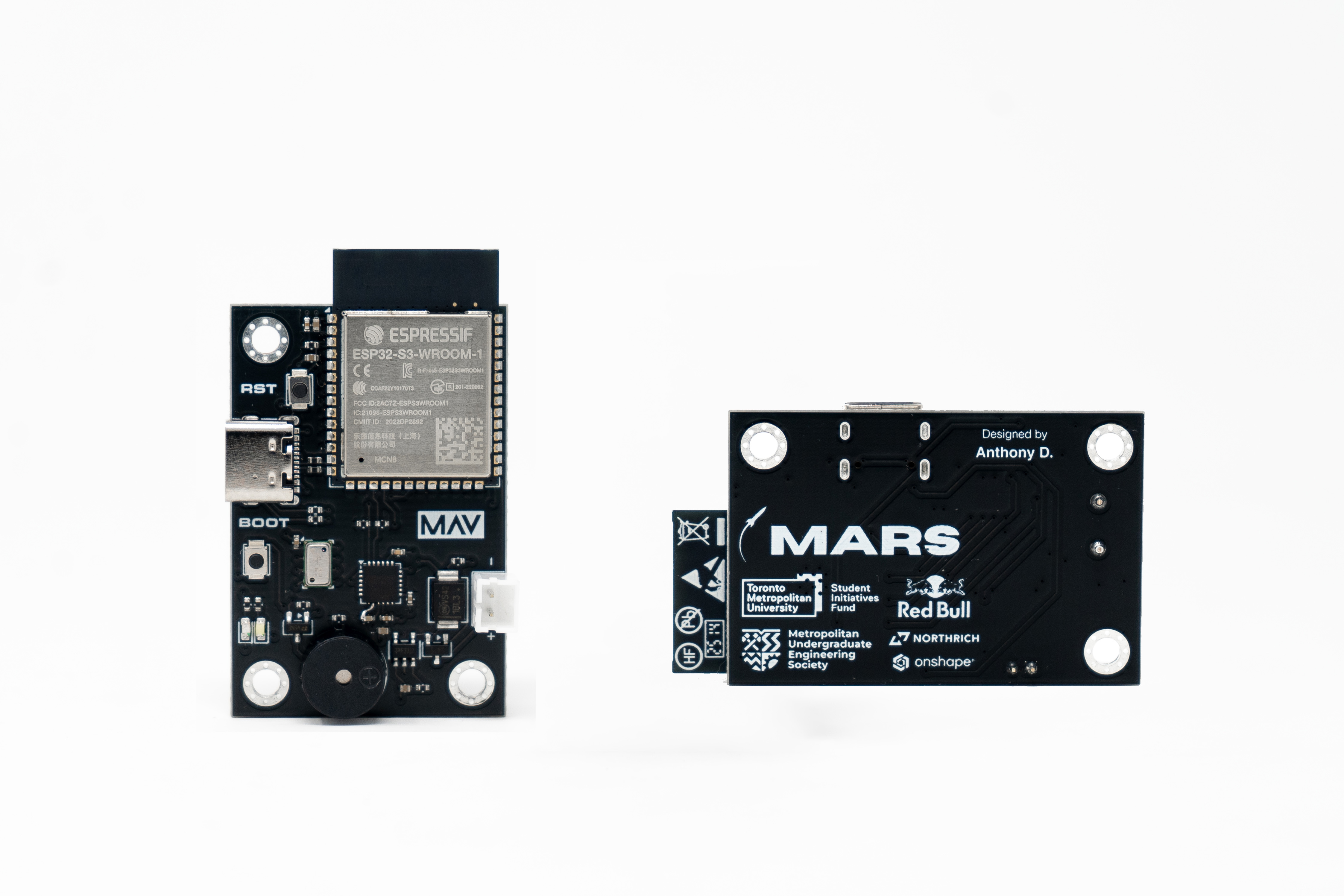 Front view of the MARS avionics PCB
